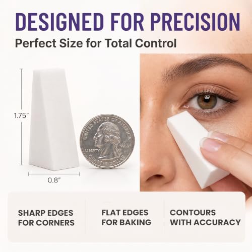 32-Pack Professional Pre-Cut Makeup Wedges - Triangle Sponges for Flawless Blending