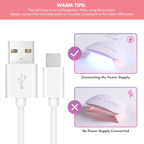 Mini UV LED Nail Lamp for Gel Nails - Pink, 6W, Fast Curing, Foldable & Portable