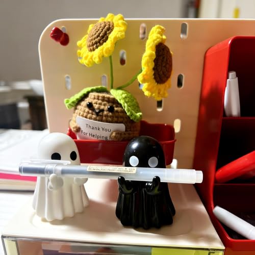 Halloween Ghost Figurine Set - Spooky Cute Indoor Decorations, 2 Pack Black & White