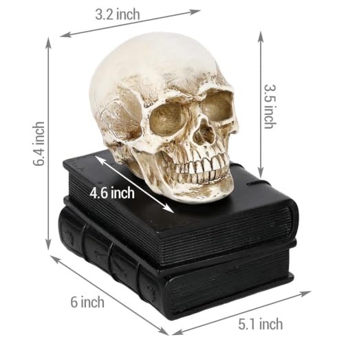 Heavy Gothic Skull Bookends Set of 2 - Black Resin Book Supports for Halloween & Decor