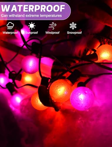 Halloween String Lights Outdoor G40 LED Orange & Purple Frosted Globe - 25ft, Connectable, Waterproof Halloween Decorations, Vari of Frosted Orange Purple