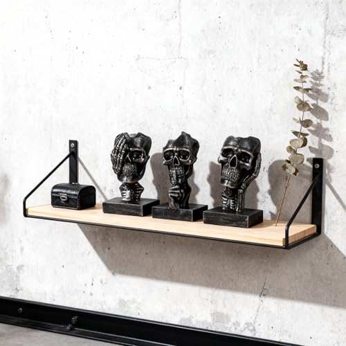 Halloween Skeleton Figurines Set - See No Evil, Hear No Speak No Evil Skeleton Statues in Black Gold - Gothic Home Decor