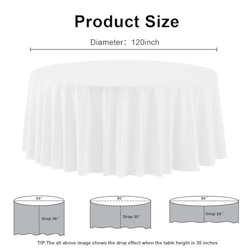 12 Pack Premium White Plastic Round Tablecloths 120 Inch Disposable Party Cover - Variation: White-120in / 12pc