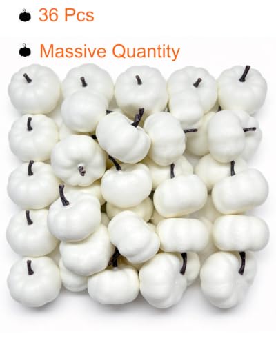 1.5 Inch White Foam Pumpkins - 36 Pack Artificial Fall Decor for Crafts & Centerpieces
