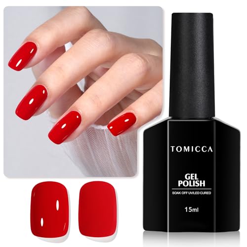 Red Gel Nail Polish 15ml - Long Lasting Soak Off UV LED Manicure - Ruby Red Variation