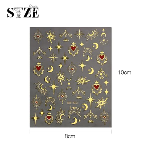 Moon & Star Nail Art Stickers Set - Self-Adhesive Nail Decals for DIY Manicure