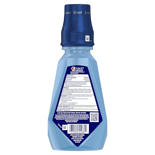 Crest Pro-Health Clean Mint Mouthwash, CPC Antigingivitis/Antiplaque Mouthwash, 500 mL (16.9 Fl Oz ), Pack of 4, Crest Mouthwash, Gingivitis Treatment