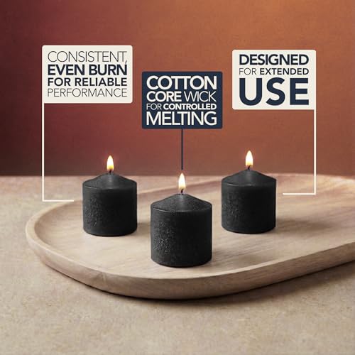 Black Votive Candles Unscented Pack of 72 - 2 Inch Decor Wedding Centerpiece