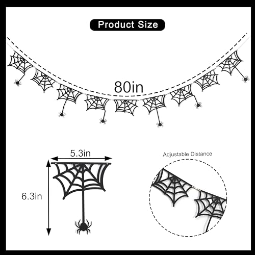 Halloween Spider Web Banner Garland - Black Spider Decoration - Spider Variation