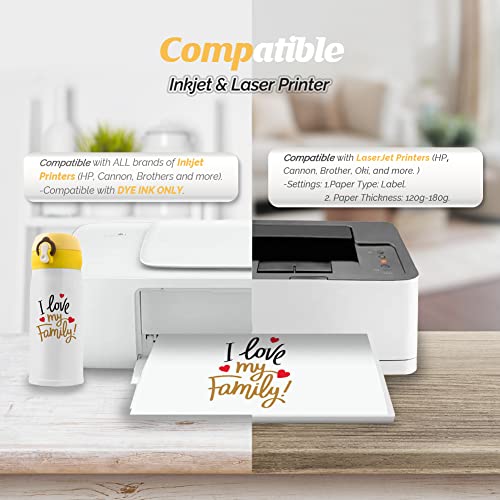 Printable Temporary Tattoo Paper for Inkjet & Laser Printers - Clear, 10 Sheets