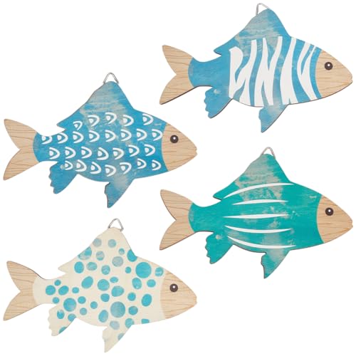 Wood Fish Wall Decor - Nautical Coastal Beach Art Set - Style2