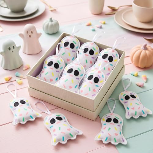 Halloween Felt Ghost Ornaments - 12 Pack, 3.15 Inch Pastel Decor for Parties