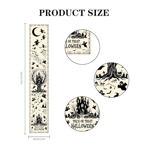 Halloween Table Runner Castle 13x72 Inch Fall Autumn Kitchen Dining Decor