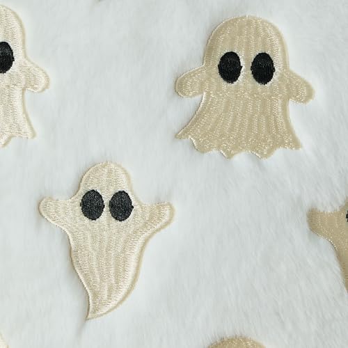 Halloween Pillow Covers 18x18 Inch Ghost Plush Set - White, Pack of 2