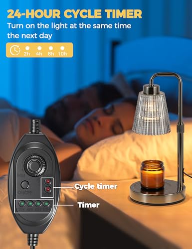 Silver Gray Candle Warmer Lamp with 24h Cycle Timer & Dimmable Feature