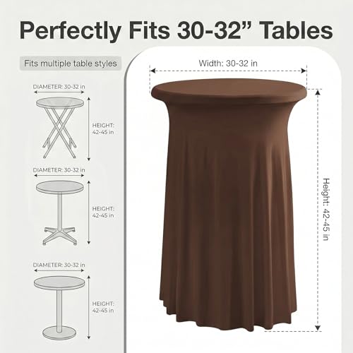 ArtSocket Brown 32x43 Inch Ruffle Skirt Cocktail Table Cover 2-Pack