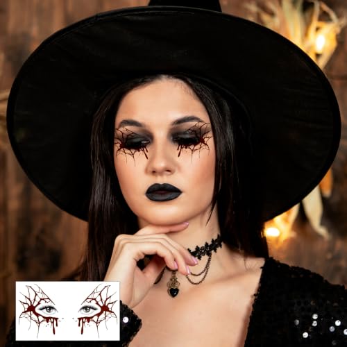 Halloween Eye Makeup Tattoos - Scary Face Design, 8 Sheets
