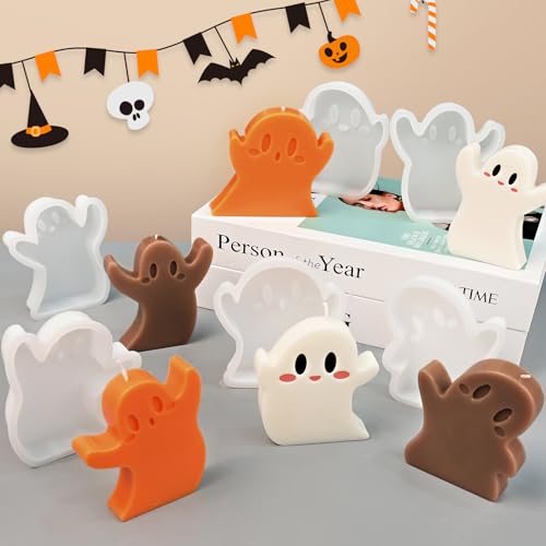 6 PCS Ghost Candle Molds Halloween Silicone Mold Set - Ghost Shapes for Candle Making & Crafts
