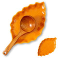 Orange Ceramic Leaf Shape Spoon Rest - Farmhouse Kitchen Decor & Utensil Holder - 1PC