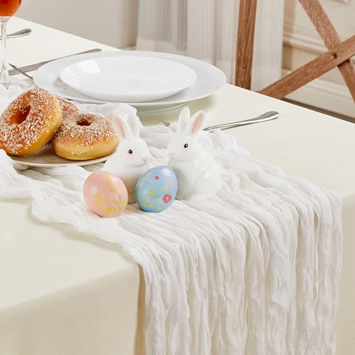 White Cheesecloth Table Runner 35x120 Inches - Pack of 1 - Fall Boho Wedding Decor