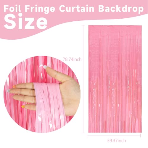 Pastel Pink Foil Streamers Party Backdrop Set - 78.7" x 39.4" (10 Pack)