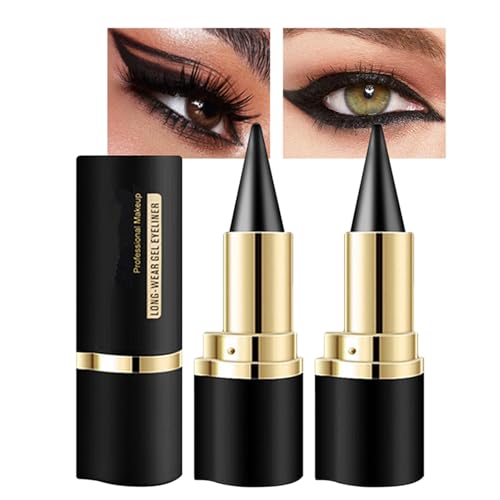 Black Gel Eyeliner Pencil 2 Pack Waterproof Long Wear Smudge Proof Face & Lip Makeup