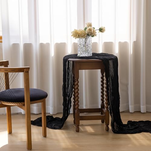 Black Halloween Cheesecloth Table Runner 120 Inch for Decorations - 1pc