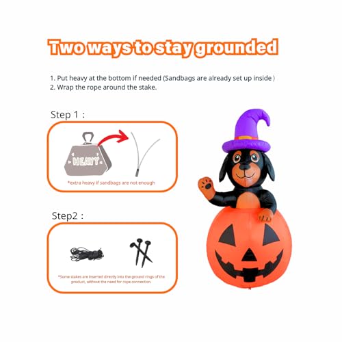 Inflatable Dachshund Dog Halloween Yard Decoration with Pumpkin, LED Lights, Outdoor & Indoor Use
