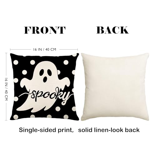 Purple Halloween Pillow Covers 16x16 Set of 4 - Spooky Fall Home Decor