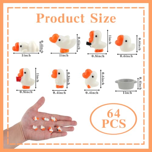 Mini Resin Goose Figurines Set - 64 Pieces Tiny Decorative Collectibles with Variation of Goose