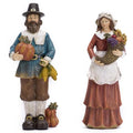 Medium Fall Decor Set - 2 Pcs Pilgrim Figurines for Indoor Outdoor Thanksgiving Autumn Harvest
