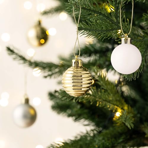 Christmas Tree Ornaments Set - Holiday Ball Decorations, 2-Piece Bundle