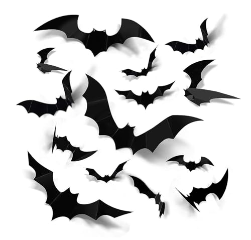 120PCS Halloween 3D Bat and Spider Wall Stickers - Realistic PVC Party Decorations
