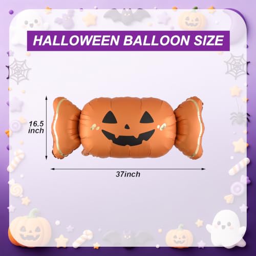 Halloween Candy Foil Balloons Set - 6 Large Ghost Pumpkin Spooky Decorations