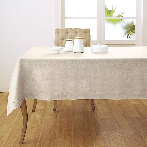 Light Natural Linen Table Cloth - 52x52 Inch Square Handcrafted Decor