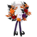 Halloween Wreath for Front Door 24.8 Inch with Witch Legs & Pumpkins - Indoor Outdoor Decor
