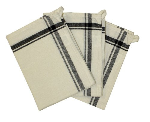 3-Pack Retro Black Striped Dish Towels - 18x28 Inch Kitchen Towels - Cotton