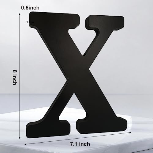 8 Inch Black Wooden Letters for DIY Decor - Unfinished Craft Sign, Variation X