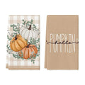 Pumpkin Fall Kitchen Towels Set of 2 - Orange, 18x26 Inch, Soft & Absorbent