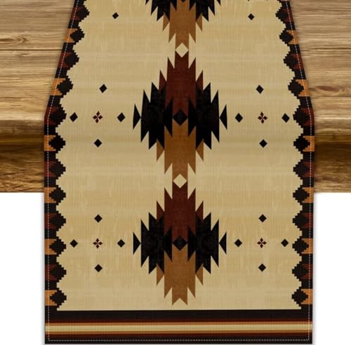 13x90 Inch Southwestern Ethnic Table Runner - Boho Native American Aztec Style