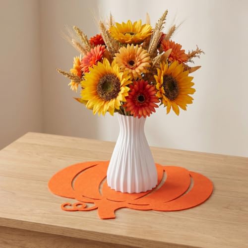 Fall Pumpkin Placemats Set of 8 - Thanksgiving Harvest Felt Table Mats