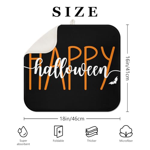 Halloween Dish Drying Mat 16x18 Inches - Spooky Kitchen Counter Decor - Variation of THIS Listing