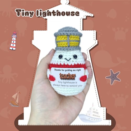 Teacher Appreciation Gift - Handmade Crochet Lighthouse for Teachers - Easter Desktop Decor