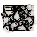 Halloween Ghost Placemats Set of 4 - Spooky Boo Table Decor 12x18"