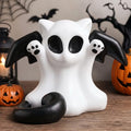 Halloween Ghost Cat Figurine - 4.33 Inch Resin Cat Statue for Home Decor