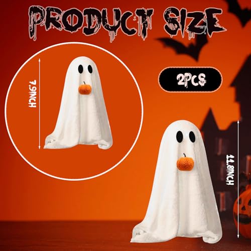 Halloween Ghost Table Centerpieces with Pumpkin - 2 Pcs Sherpa Decor Set