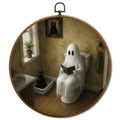 Halloween Ghost Reading Black Cat Bathroom Wall Decor - Variation of Bathroom Ghost