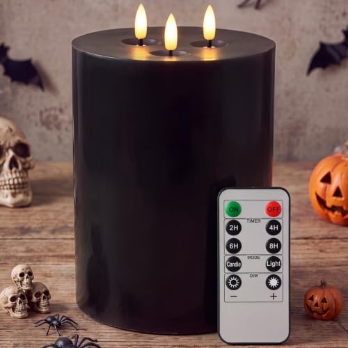Retisee Black Extra Large Flameless Candle 6" x 8" with Remote - Classic
