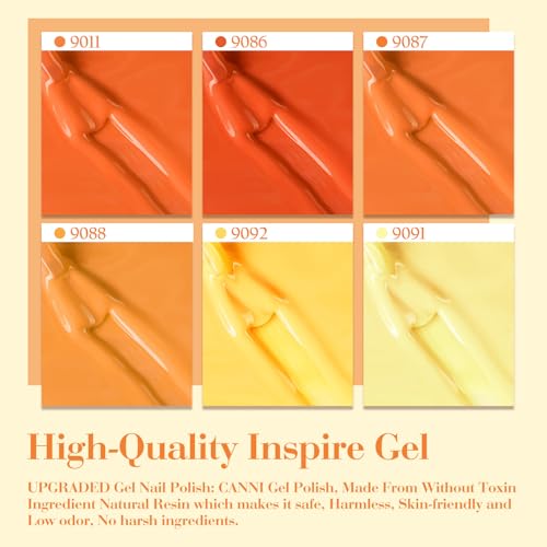 Gel Nail Polish Set - 9ml 6 Orange Shades with Fire Orange Variation
