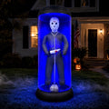 7.6FT Halloween Inflatable Outdoor Decoration with Blue LED Lights - Caged Masked Killer Yard Decor - Variation: Blue